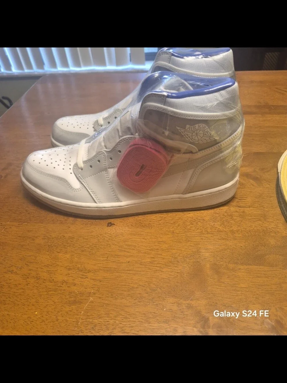 Men's Jordan White and Light Gray High-Top Sneakers with Blue Lining